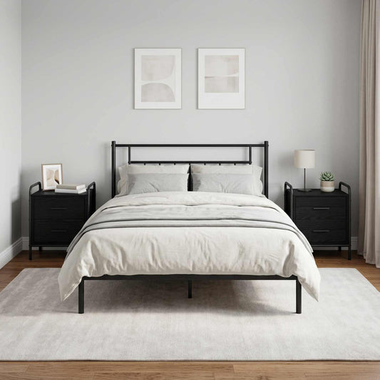 Bedside Cabinet 2 pcs Black Oak 40 x 30 x 50 cm Engineered Wood