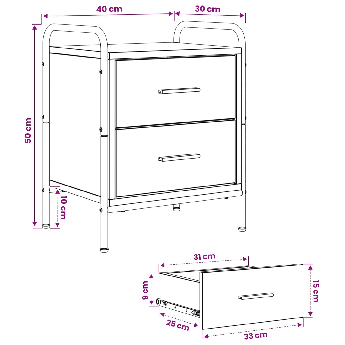 Bedside Cabinet 2 pcs Sonoma Oak 40 x 30 x 50 cm