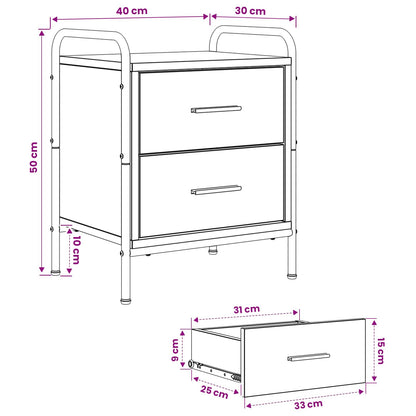 Bedside Cabinet 2 pcs Smoked Oak 40 x 30 x 50 cm