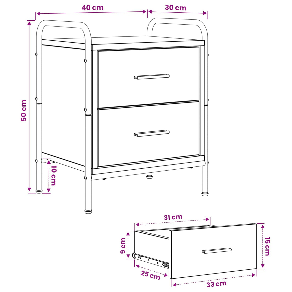 Bedside Cabinet 2 pcs Old Wood 40 x 30 x 50 cm Engineered Wood