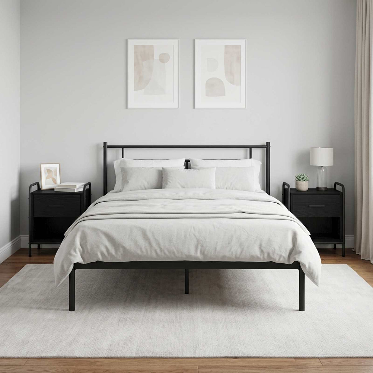 Bedside Cabinet 2 pcs Black Oak 40 x 30 x 50 cm Engineered Wood