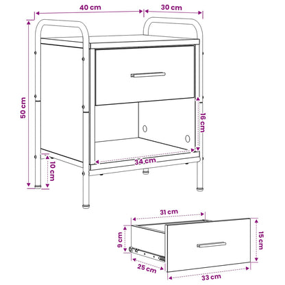 Bedside Cabinet 2 pcs Sonoma Oak 40 x 30 x 50 cm
