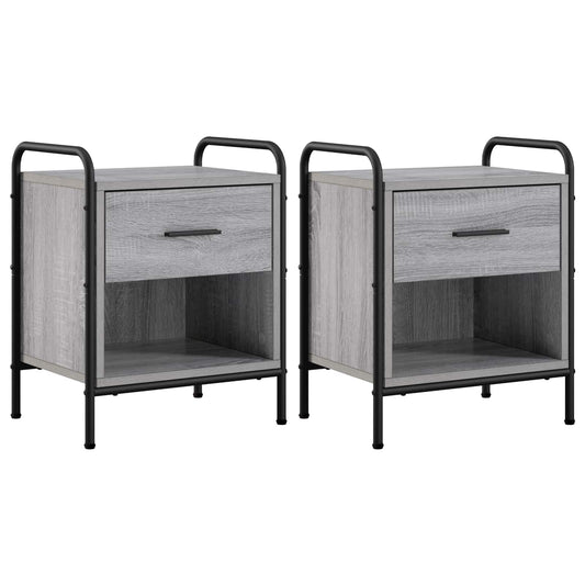 Bedside Cabinet 2 pcs Grey Sonoma 40 x 30 x 50 cm