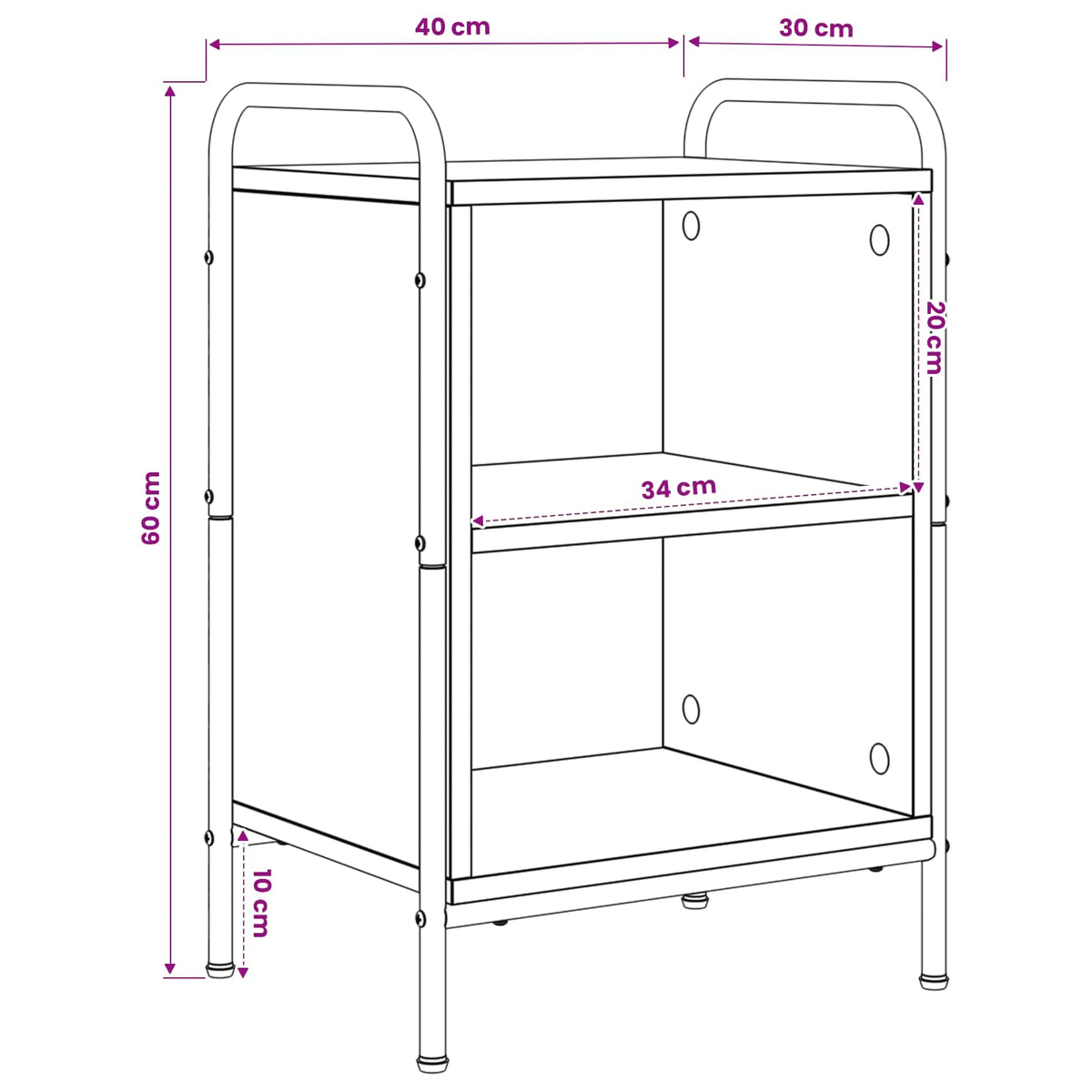 Bedside Cabinet Black Oak 40 x 30 x 60 cm Engineered Wood
