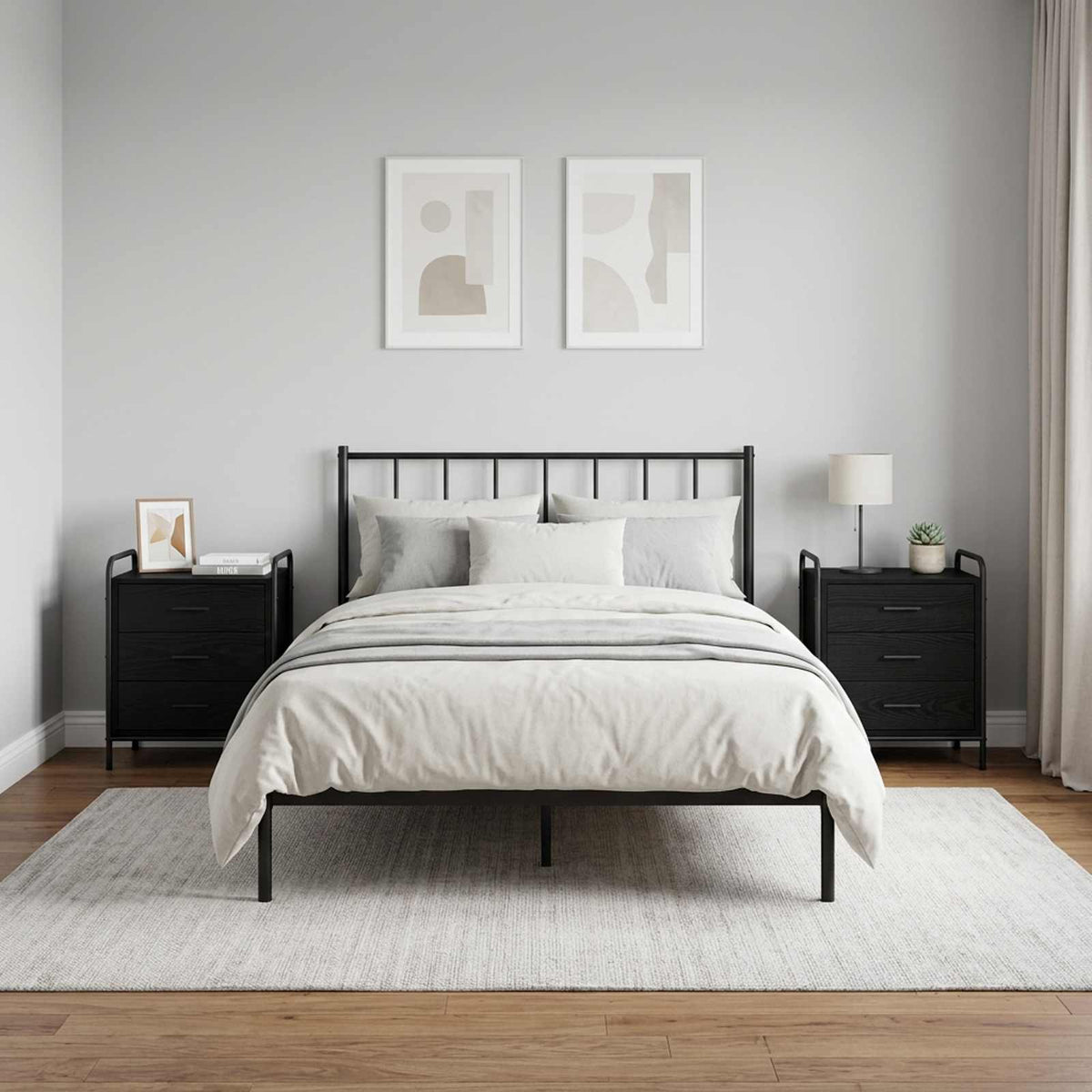 Bedside Cabinet 2 pcs Black Oak 48 x 36.5 x 60 cm