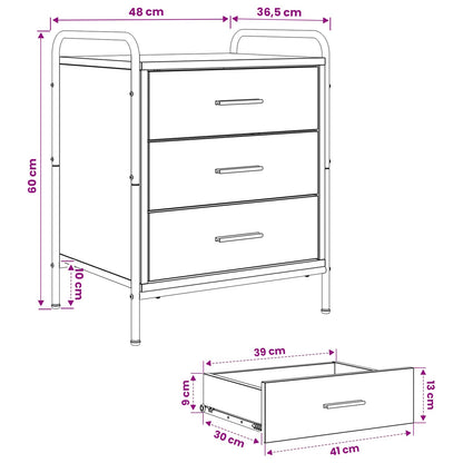 Bedside Cabinet Grey Sonoma 48 x 36.5 x 60 cm Engineered Wood