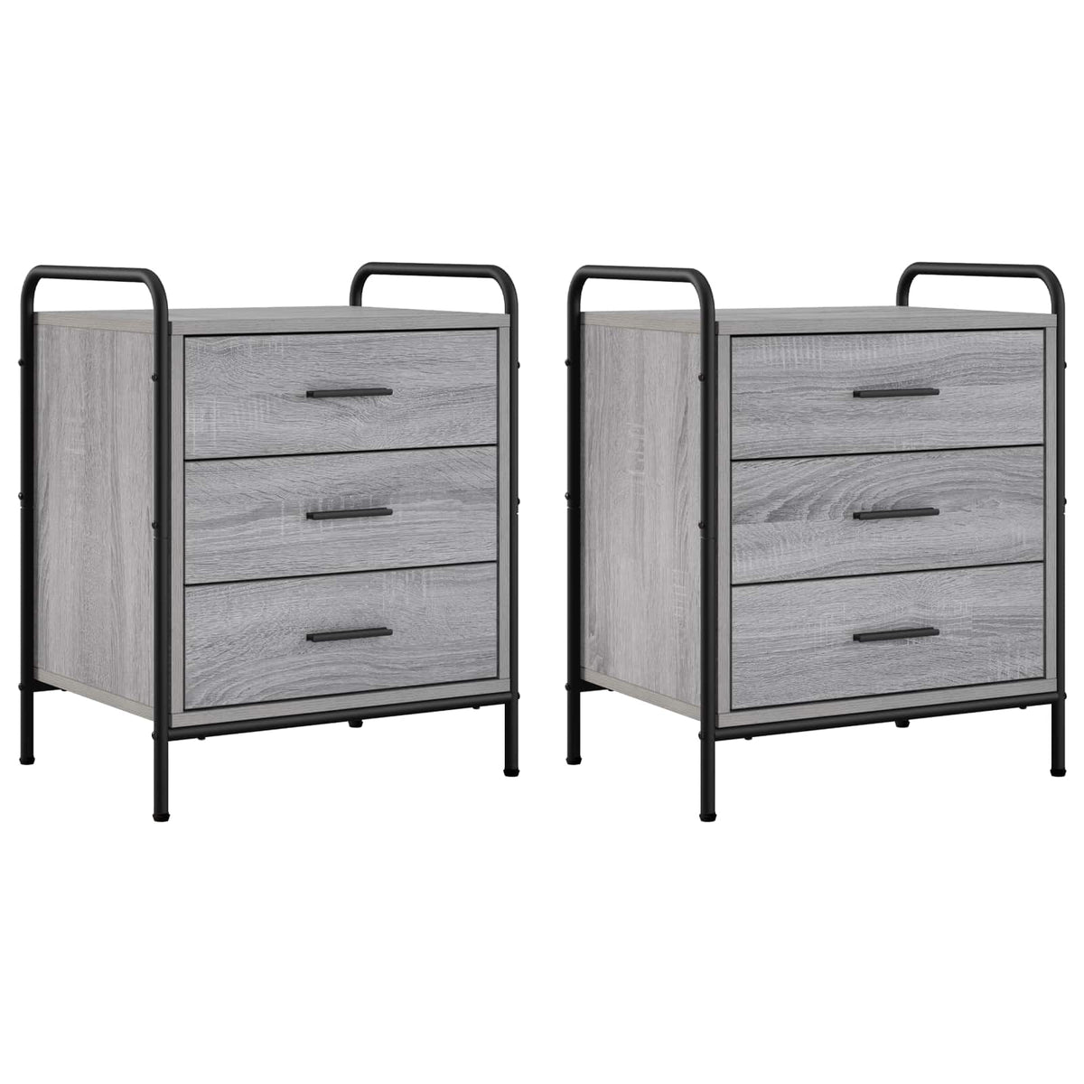 Bedside Cabinet 2 pcs Grey Sonoma 48 x 36.5 x 60 cm