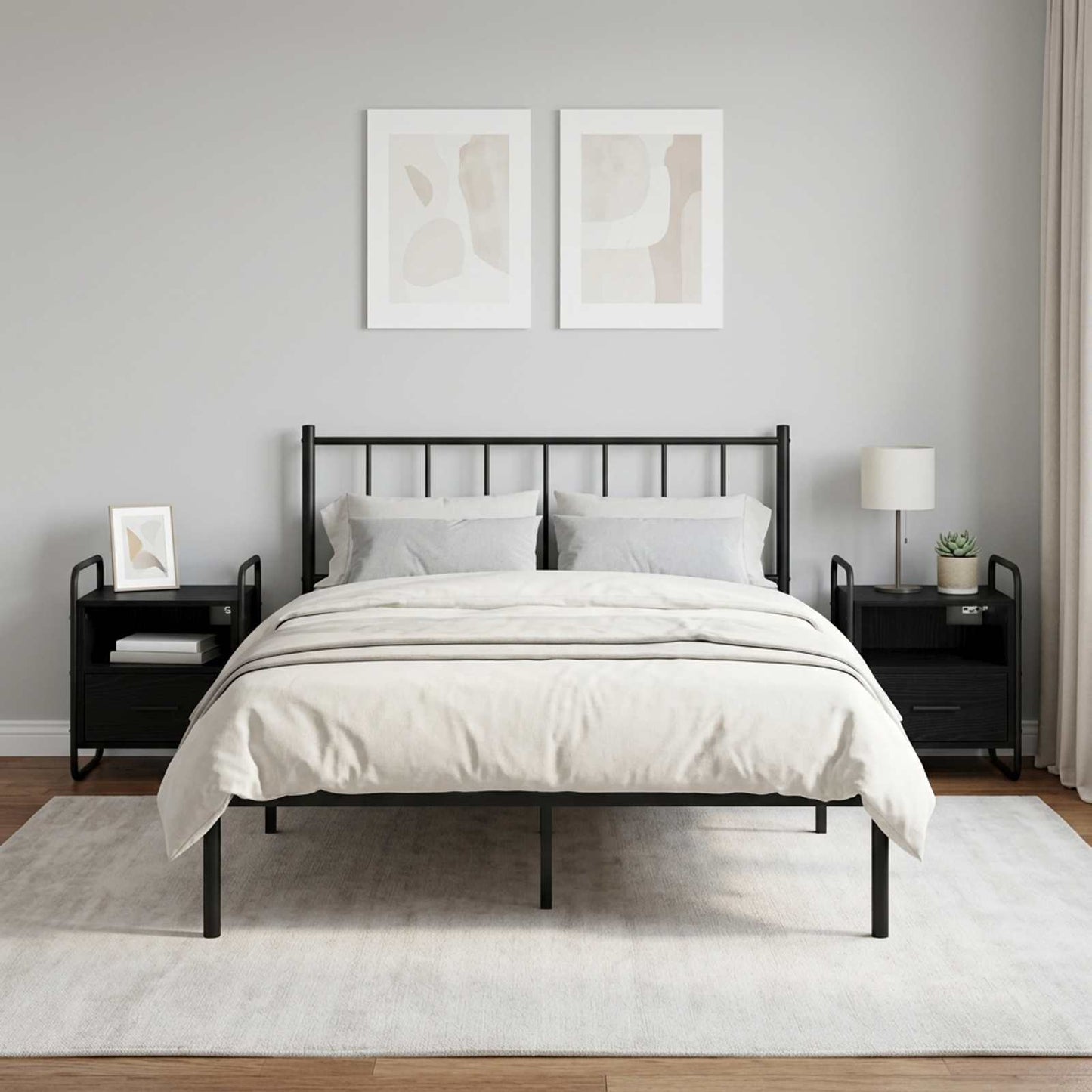Hanging Bedside Cabinet 2 pcs Black Oak 40 x 30 x 50 cm