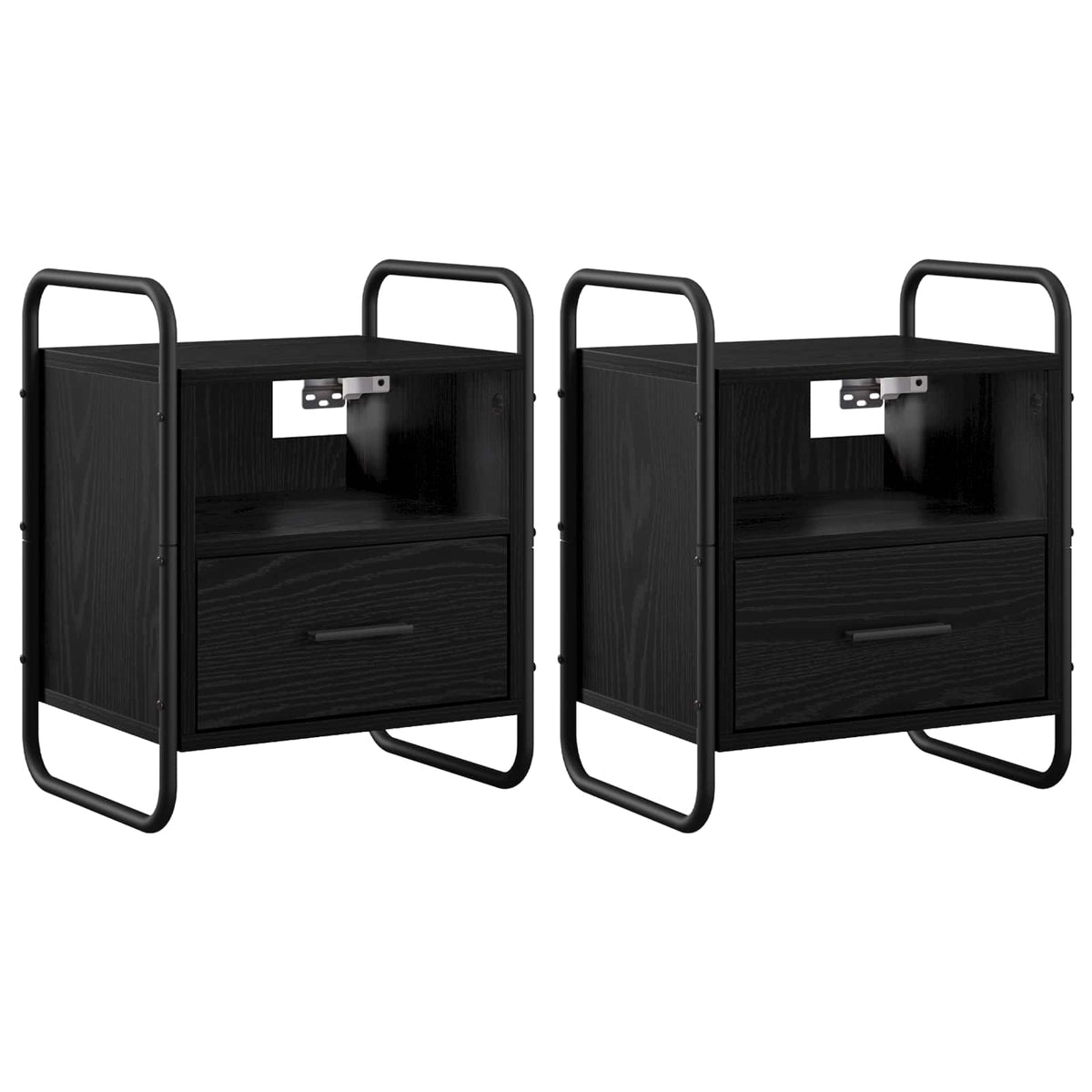 Hanging Bedside Cabinet 2 pcs Black Oak 40 x 30 x 50 cm