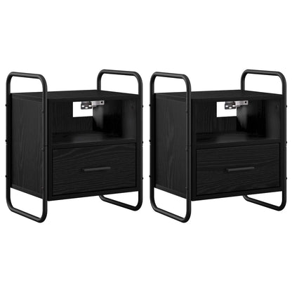 Hanging Bedside Cabinet 2 pcs Black Oak 40 x 30 x 50 cm