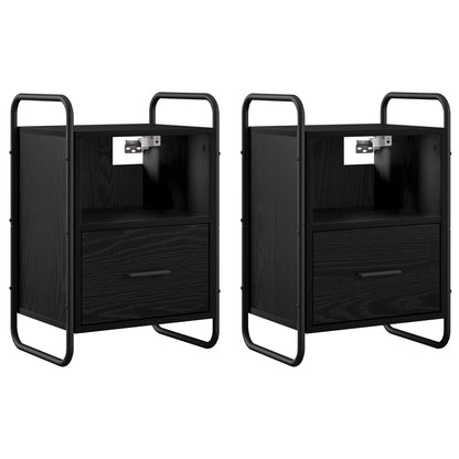 Hanging Bedside Cabinet 2 pcs Black Oak 40 x 30 x 60 cm