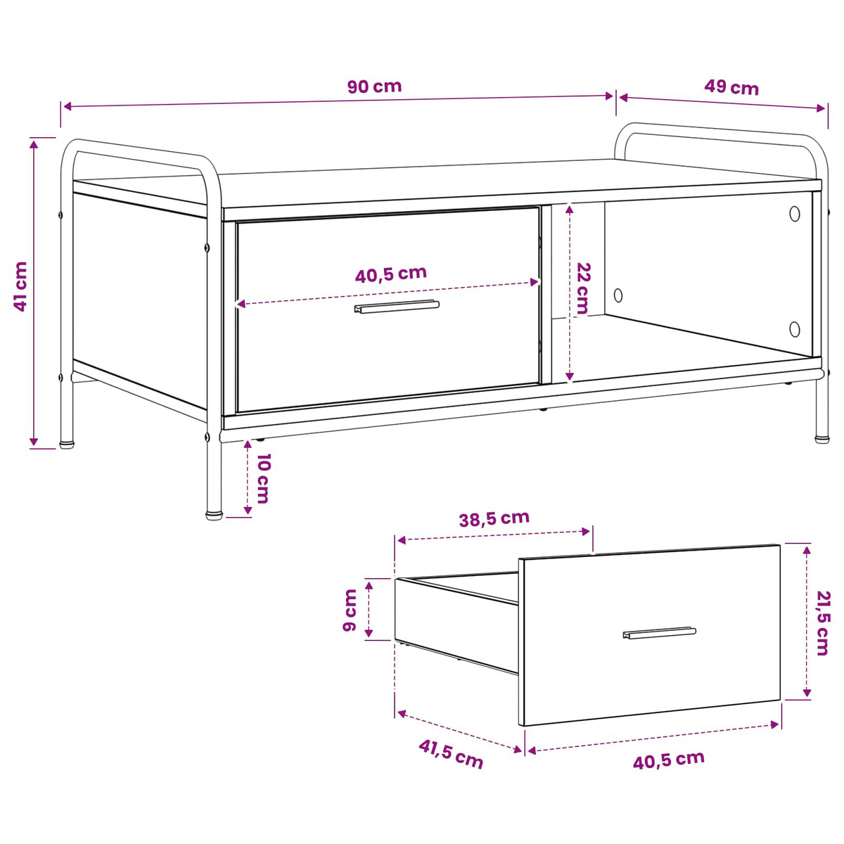 Coffee Table Black Oak 90 x 49 x 41 cm Engineered Wood