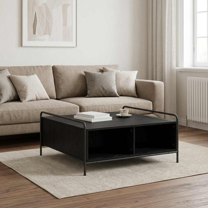 Coffee Table Black Oak 90 x 90 x 41 cm Engineered Wood