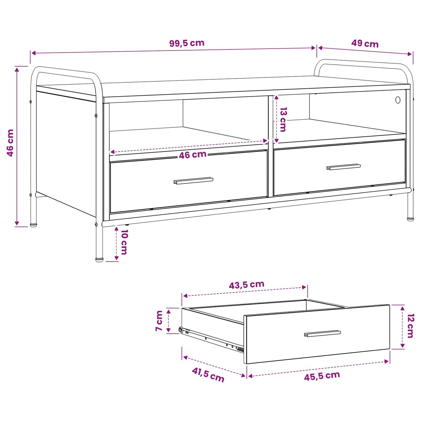 Coffee Table Grey Sonoma 99.5 x 49 x 46 cm Engineered Wood