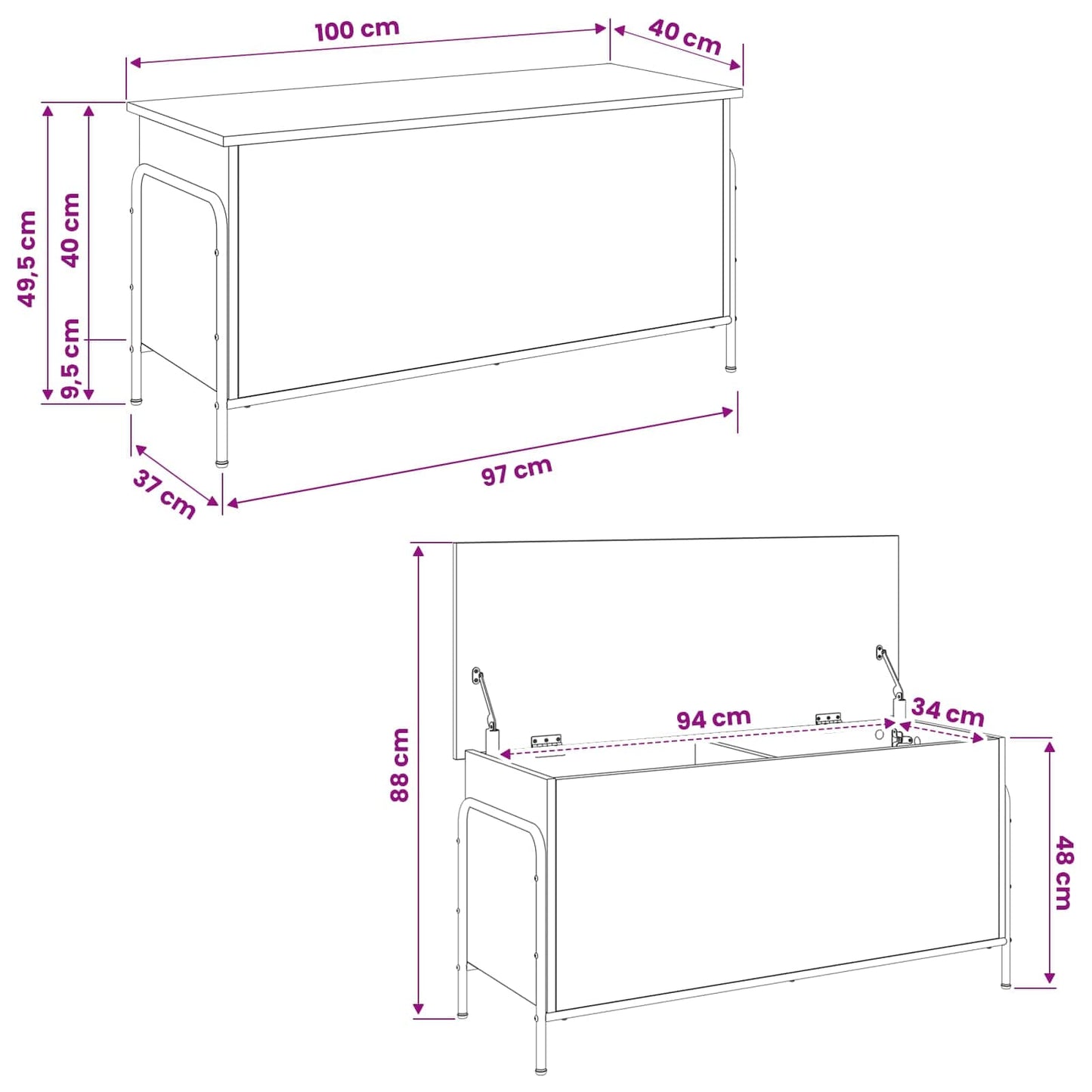 Storage Box Old Wood 100 x 40 x 49.5 cm Engineered Wood