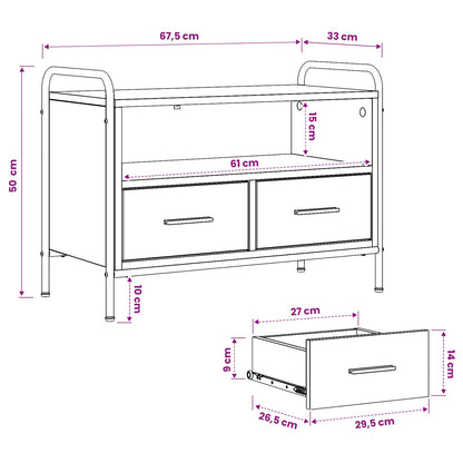 TV Cabinet 67.5 x 33 x 50 cm Black Oak Engineered Wood