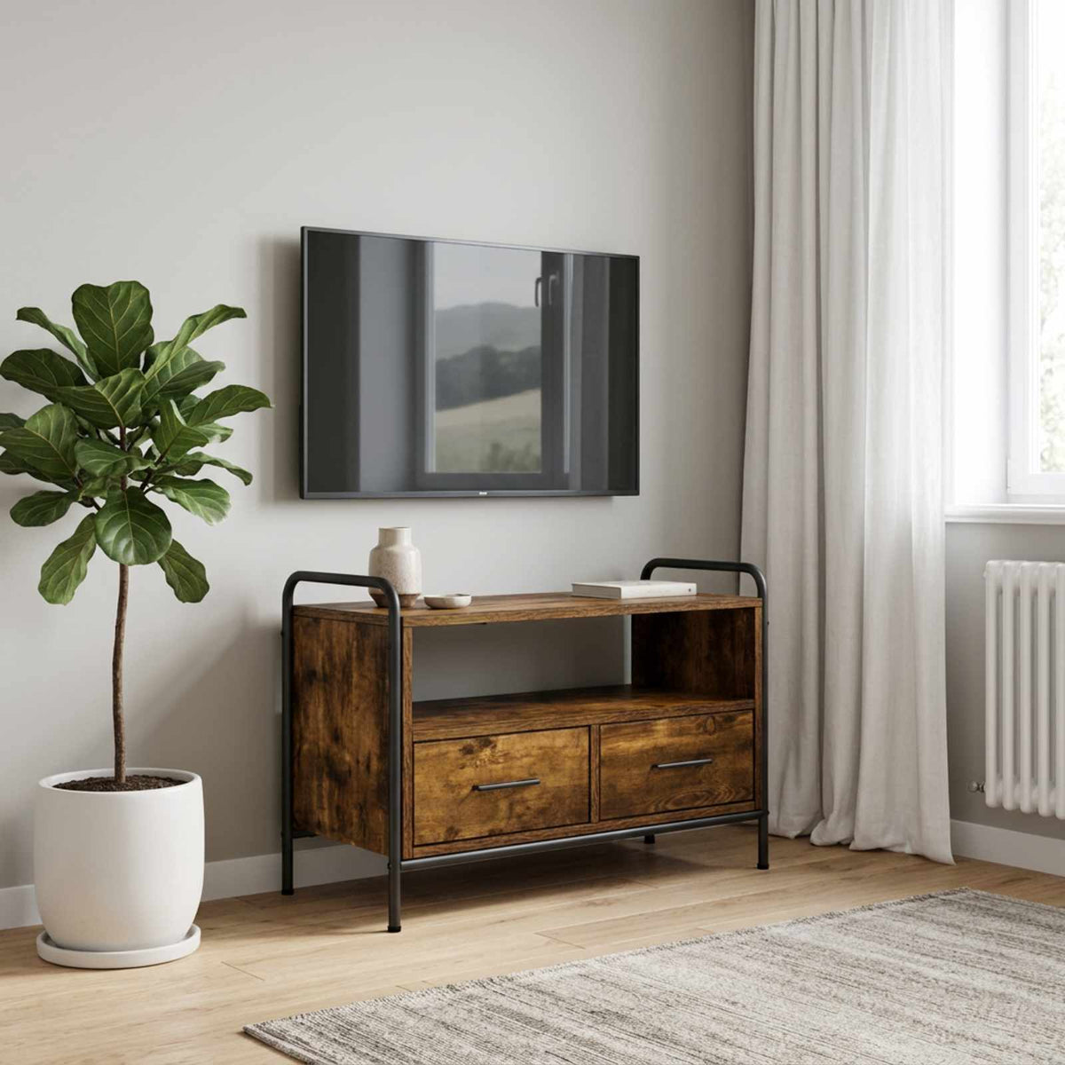 TV Cabinet 67.5 x 33 x 50 cm Smoked Oak Engineered Wood