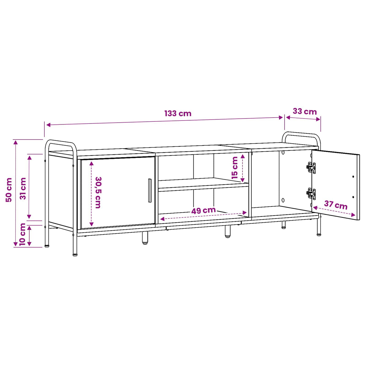 TV Cabinet 133 x 33 x 50 cm Old Wood Engineered Wood