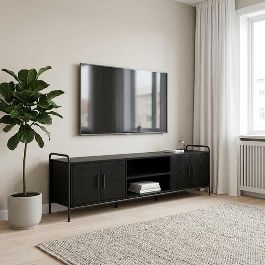 TV Cabinet 167.5 x 33 x 50 cm Black Oak Engineered Wood