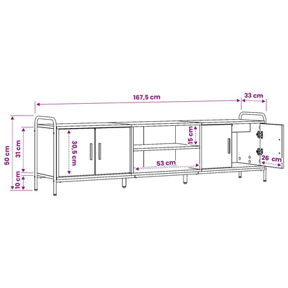TV Cabinet 167.5 x 33 x 50 cm Grey Sonoma Engineered Wood