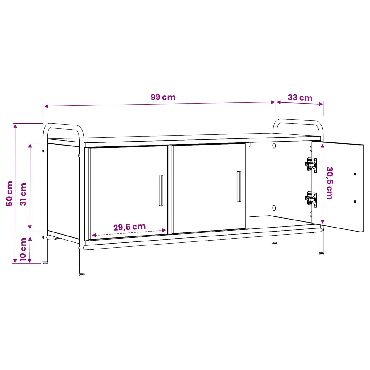 TV Cabinet 99 x 33 x 50 cm Smoked Oak Engineered Wood