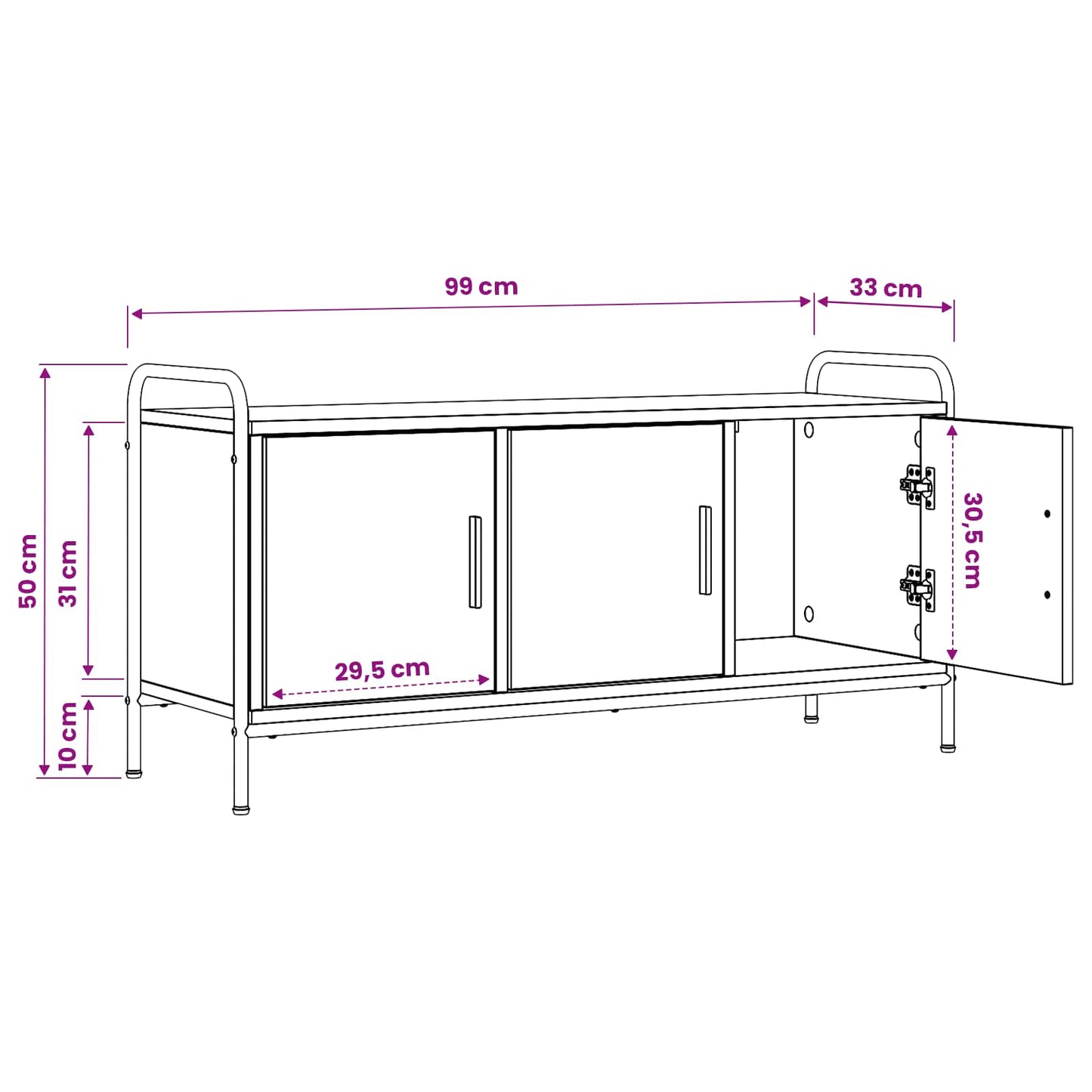 TV Cabinet 99 x 33 x 50 cm Grey Sonoma Engineered Wood