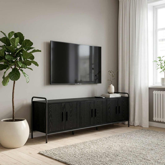 TV Cabinet 146 x 33 x 50 cm Black Oak Engineered Wood
