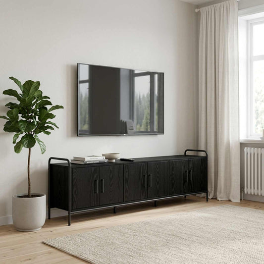 TV Cabinet 167.5 x 33 x 50 cm Black Oak Engineered Wood