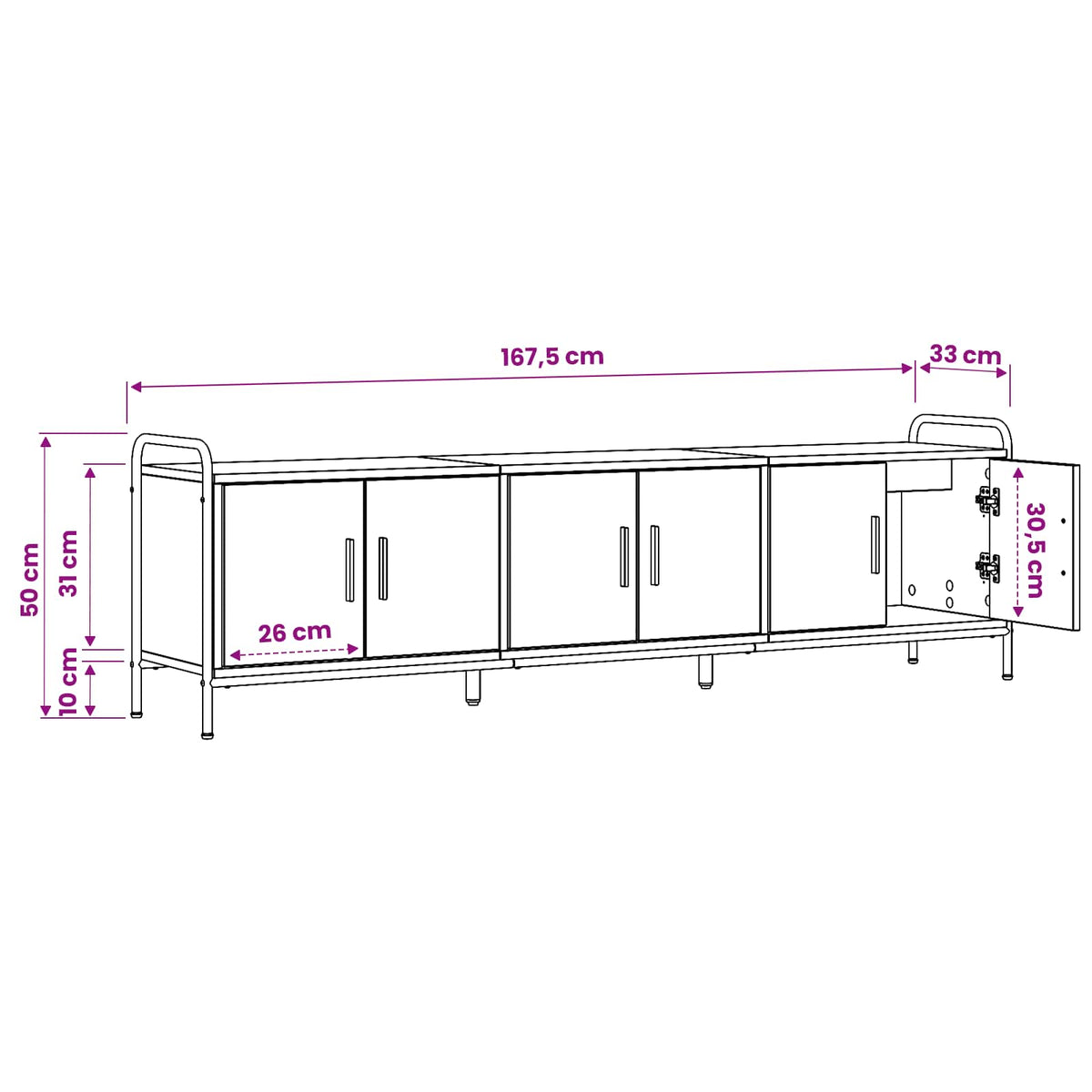TV Cabinet 167.5 x 33 x 50 cm Smoked Oak Engineered Wood