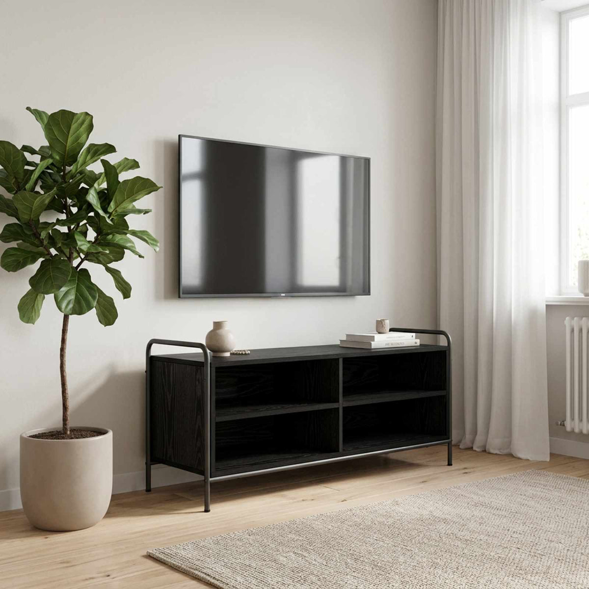 TV Cabinet 100 x 39.5 x 50 cm Black Oak Engineered Wood