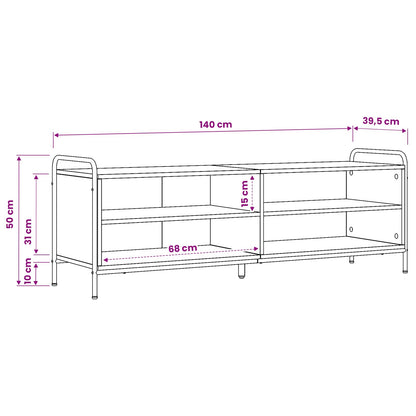 TV Cabinet 140 x 39.5 x 50 cm Black Oak Engineered Wood