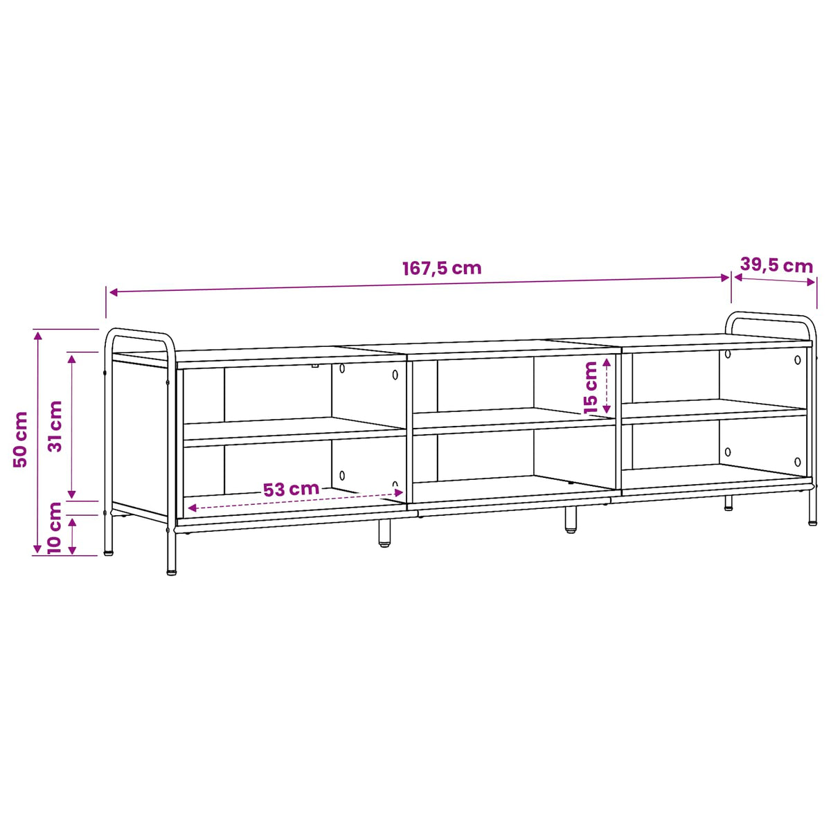 TV Cabinet 167.5 x 36.5 x 50 cm Sonoma Oak Engineered Wood