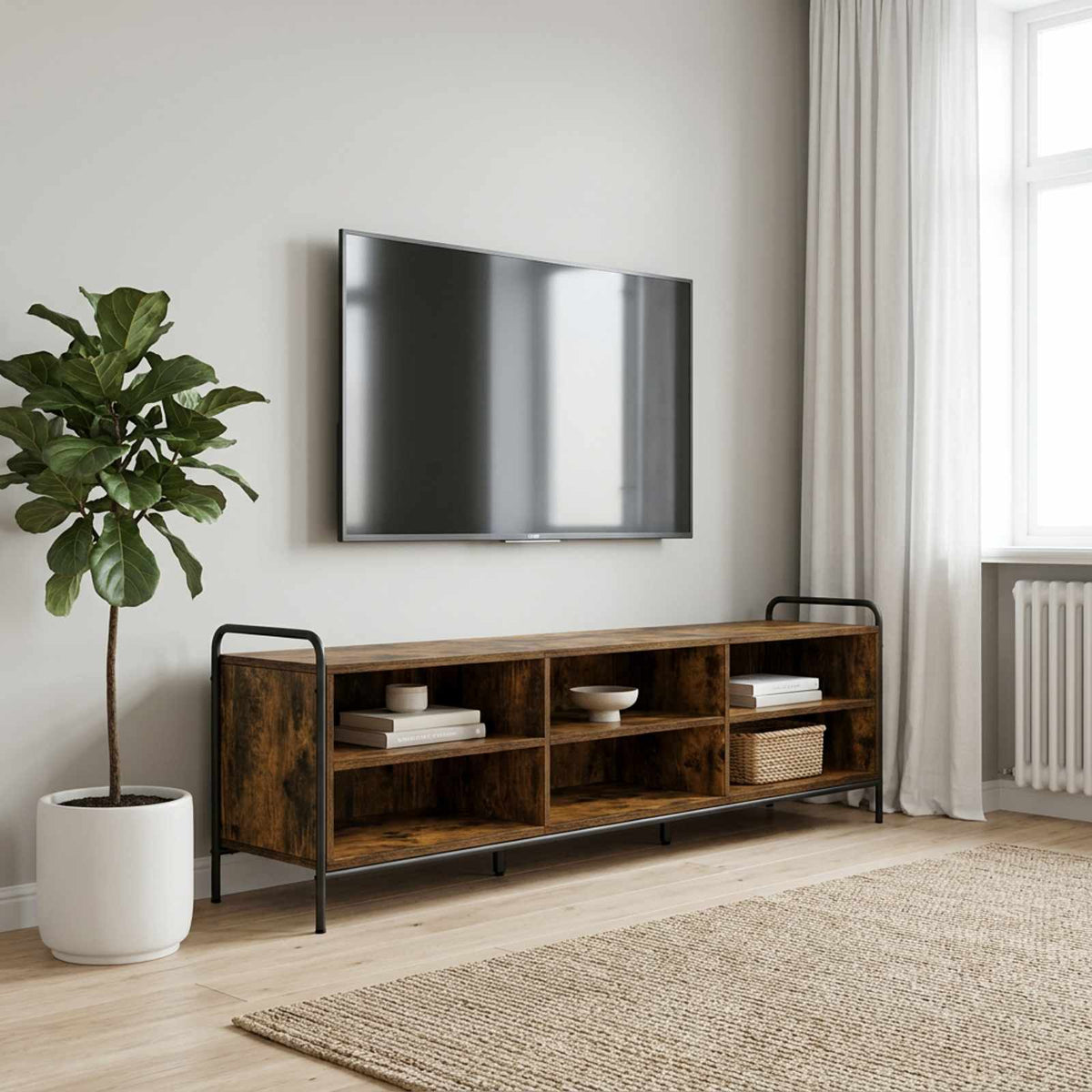 TV Cabinet 167.5 x 36.5 x 50 cm Smoked Oak Engineered Wood