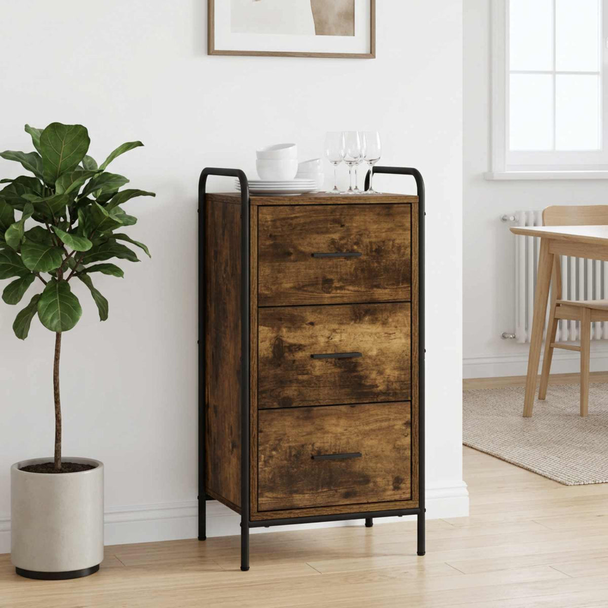 Sideboard Smoked Oak 40 x 33 x 80.5 cm Engineered Wood