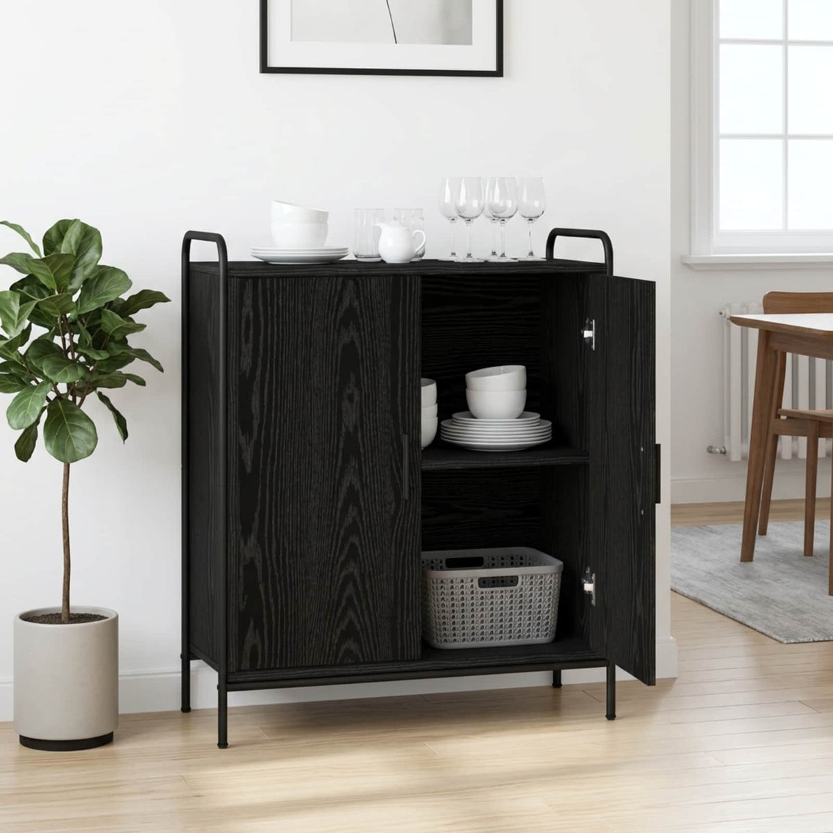 Sideboard Black Oak 73 x 33 x 81 cm Engineered Wood