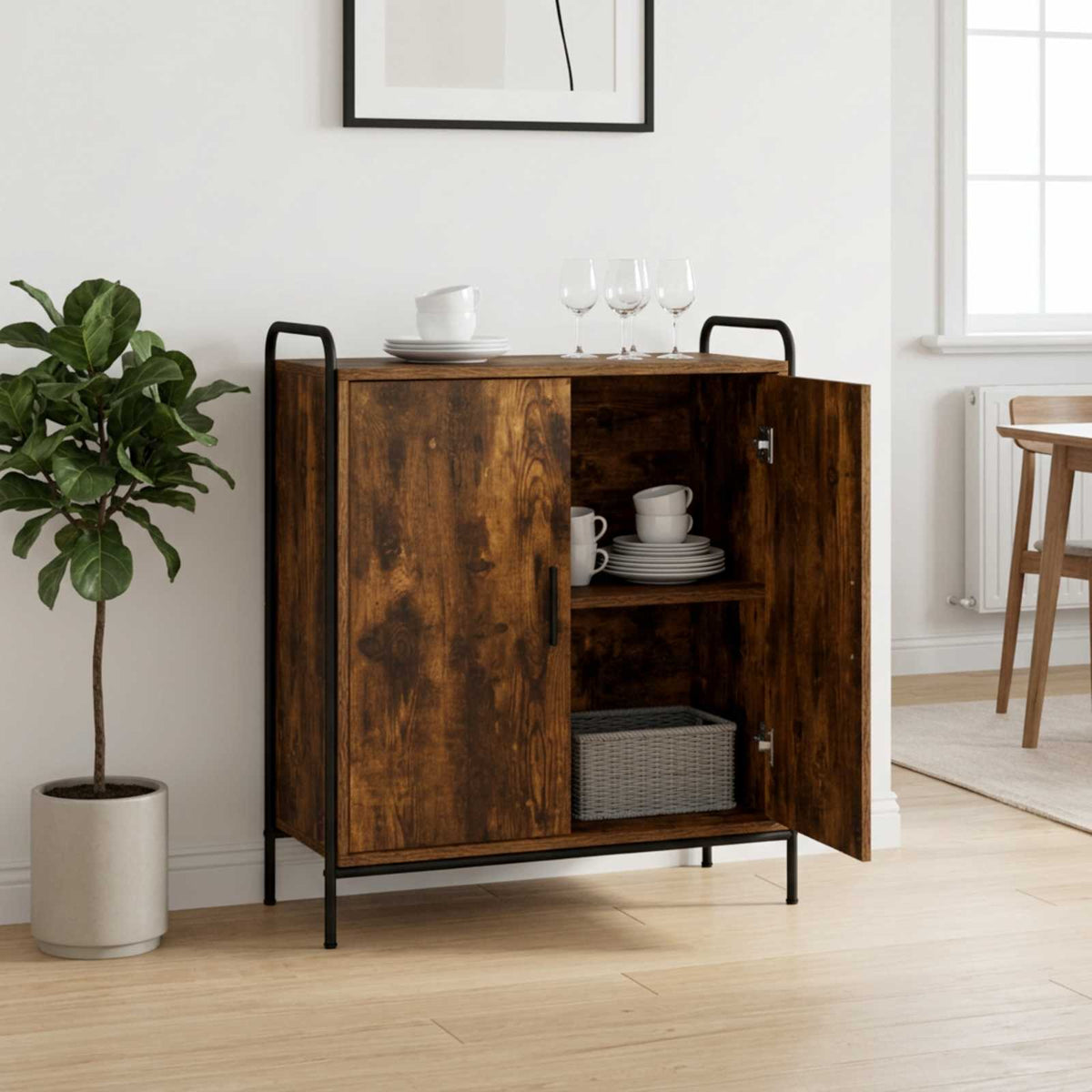 Sideboard Smoked Oak 73 x 33 x 81 cm Engineered Wood