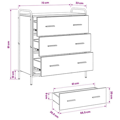Sideboard Black Oak 73 x 33 x 81 cm Engineered Wood