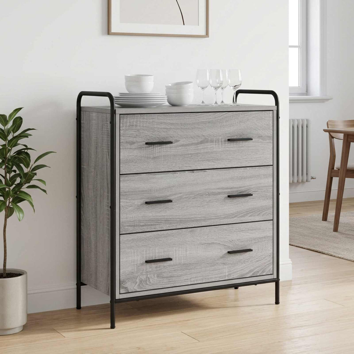 Sideboard Grey Sonoma 73 x 33 x 81 cm Engineered Wood