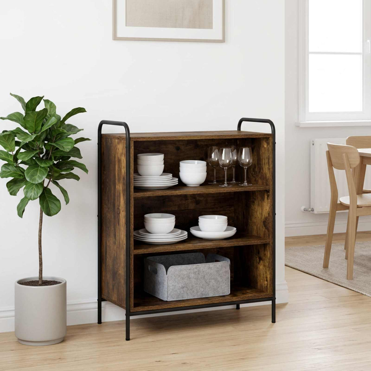 Sideboard Smoked Oak 73 x 33 x 81 cm Engineered Wood
