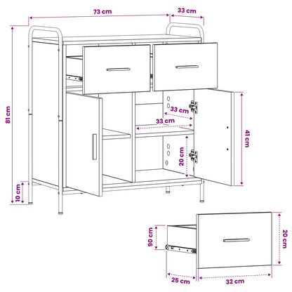 Sideboard Sonoma Oak 73 x 33 x 81 cm Engineered Wood