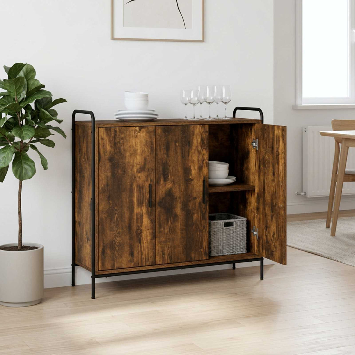 Sideboard Smoked Oak 98.5 x 33 x 81 cm Engineered Wood