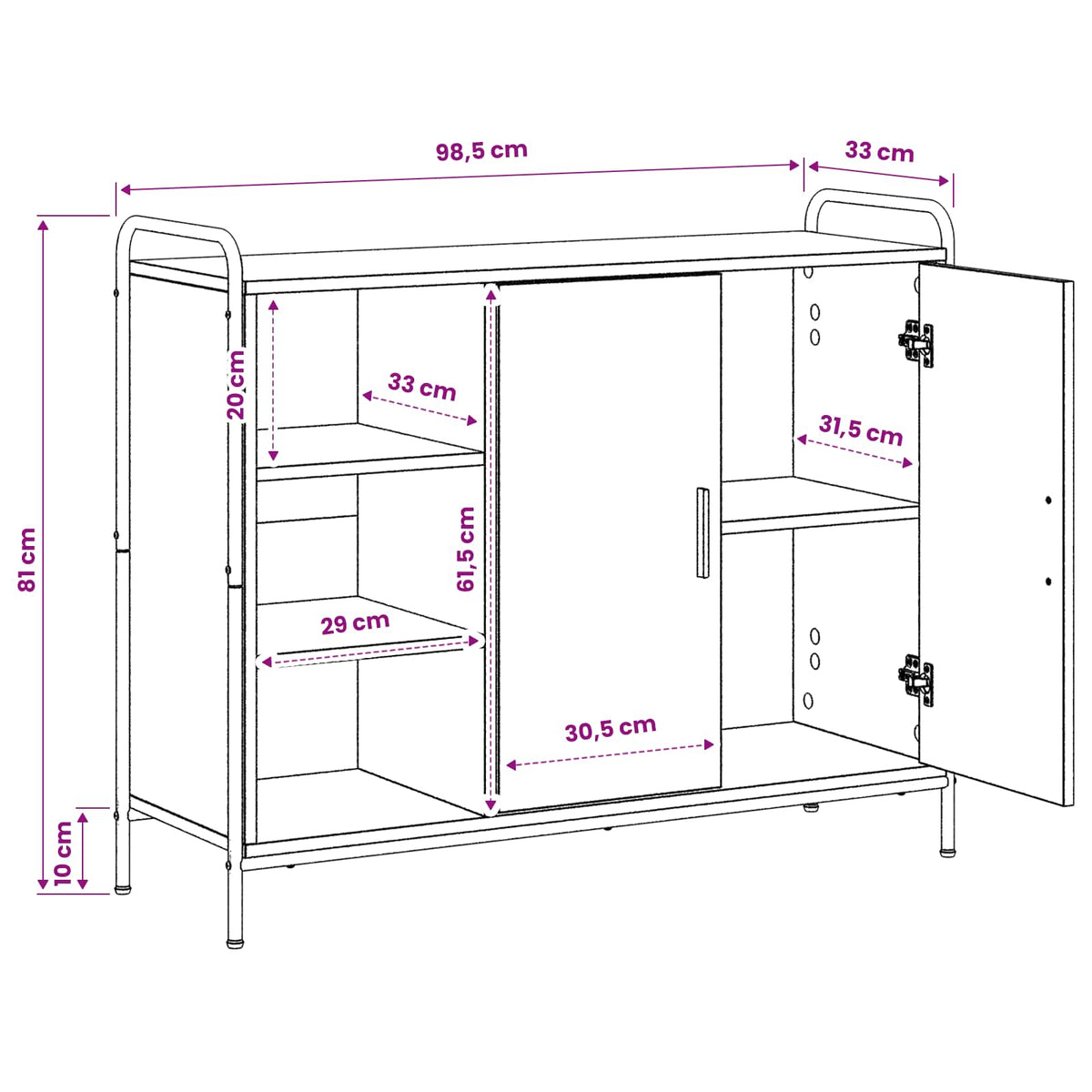 Sideboard Sonoma Oak 98.5 x 33 x 81 cm Engineered Wood