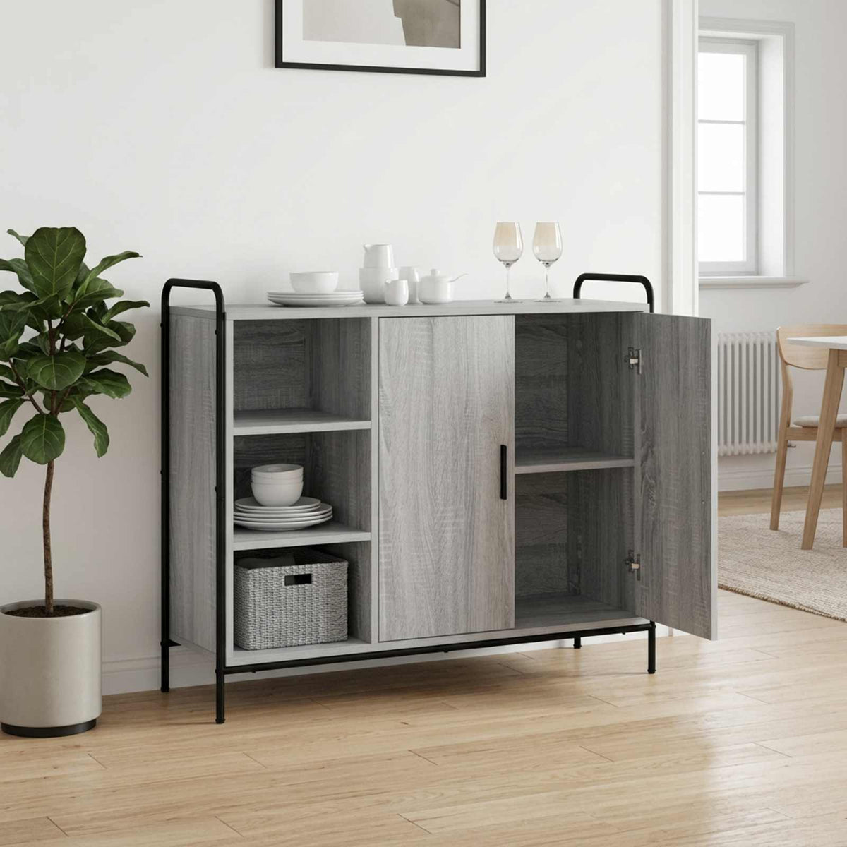 Sideboard Grey Sonoma 98.5 x 33 x 81 cm Engineered Wood