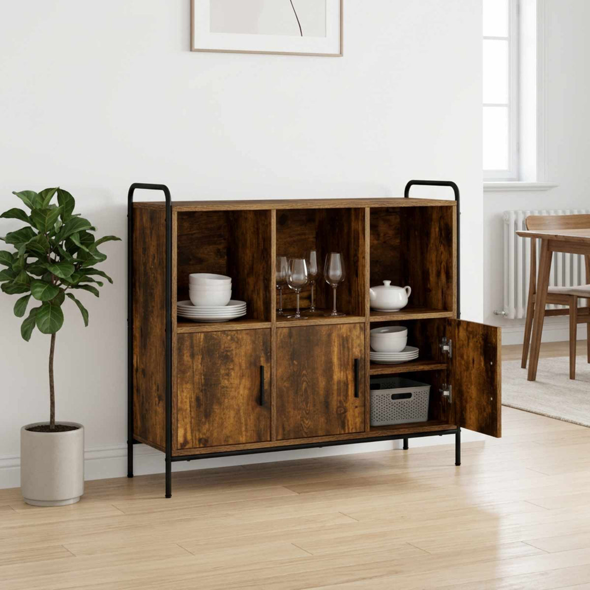 Sideboard Smoked Oak 97 x 33 x 81 cm Engineered Wood