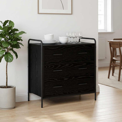 Drawer Cabinet Black Oak 70 x 39.5 x 71 cm Engineered Wood