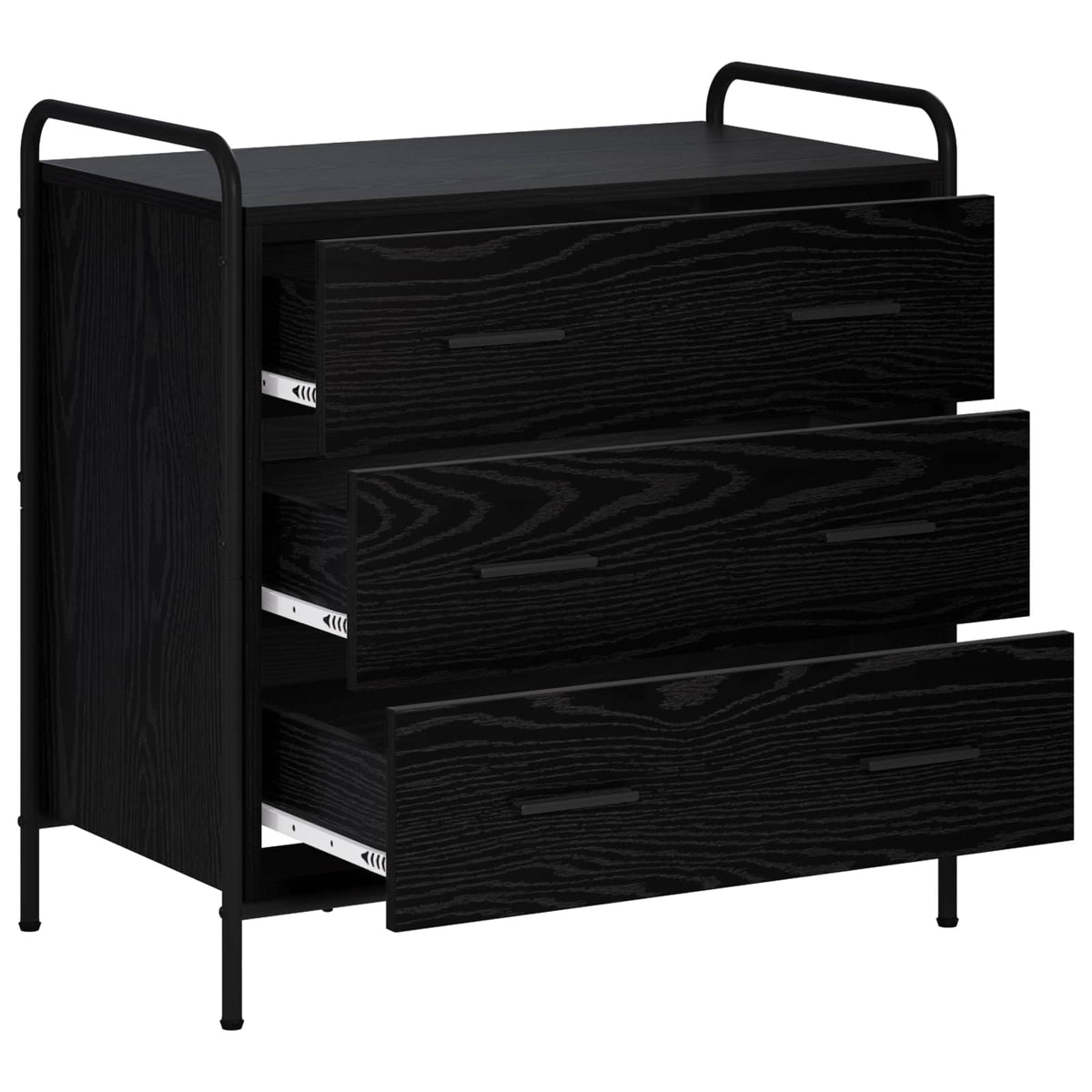 Drawer Cabinet Black Oak 70 x 39.5 x 71 cm Engineered Wood