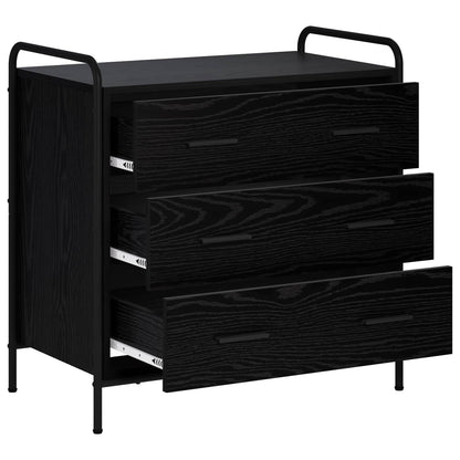 Drawer Cabinet Black Oak 70 x 39.5 x 71 cm Engineered Wood