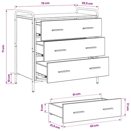 Drawer Cabinet Artisan Oak 70 x 39.5 x 71 cm Engineered Wood