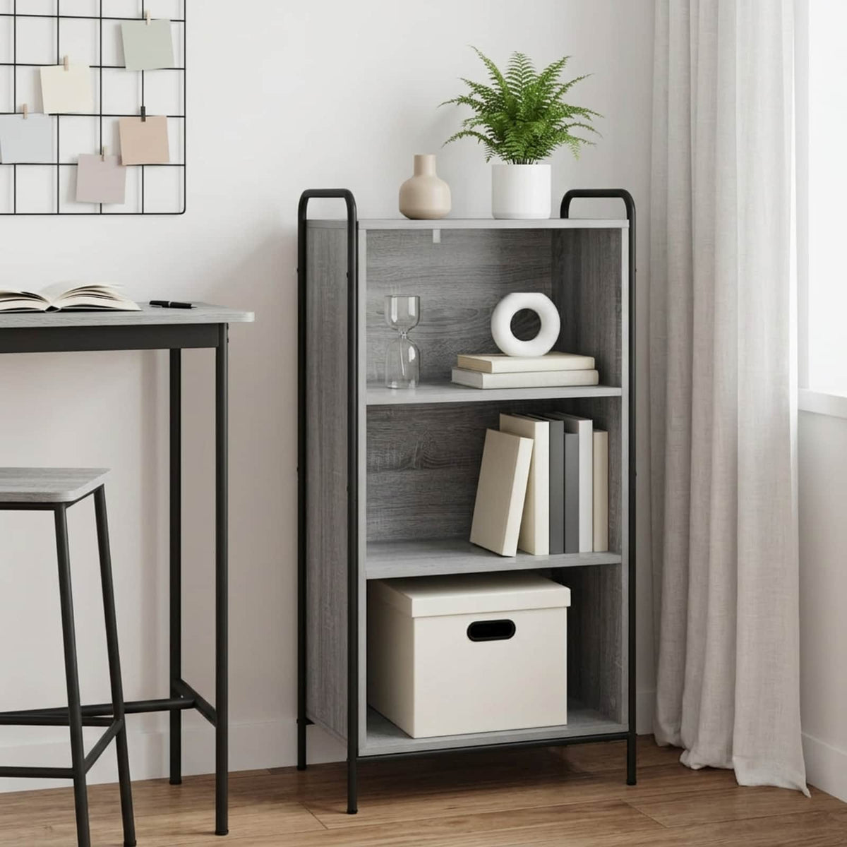 Book Cabinet 55.5 x 33 x 111 cm Engineered Wood Grey Sonoma