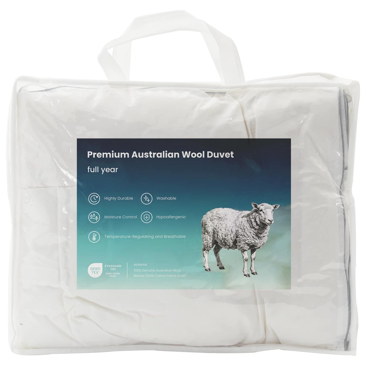 Duvet TRIER 135x200 cm 4 Seasons 220 GSM 100% Australian Wool